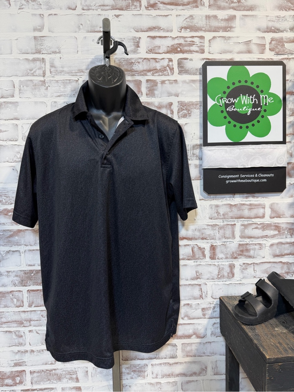 Pebble Beach Men's Black Polo — Solid Performance Dry Luxe